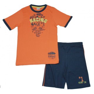 Blue Seven Set T-Shirt Shorts Bermuda Orange Blau