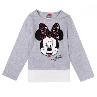Disney Minnie Mouse Langarmshirt Lagenlook Schleife mit Herzen hellgrau