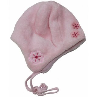 Döll Baby Mädchen Plüschmütze Mütze rosa Blumen Gr. 39