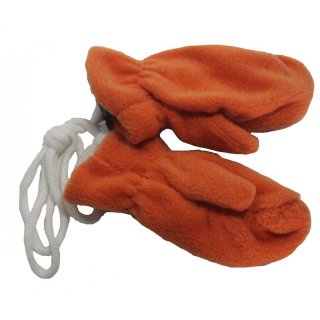 Fiebig Baby Fleecefäustel m Band Handschuhe zimt orange
