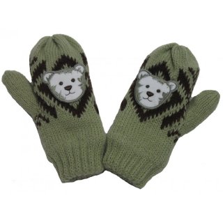 Fiebig Fausthandschuhe Baby Teddy (78538) Strickhandschuhe Handschuhe Grün Gr. 0