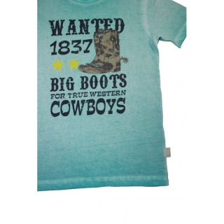 Kanz T-Shirt Cowboy Stiefel Summer Western aqua sky