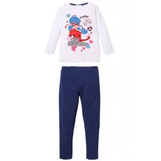 Miraculous Ladybug Schlafanzug lang Pyjama weiß blau
