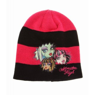 Monster High Mütze rosa schwarz gestreift 