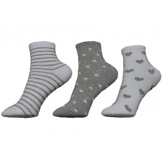 Ysabel Mora 3er Pack Mädchen Sneaker Strümpfe Socken weiß grau