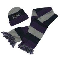 Kidoki Strickset Mütze Schal lila grau Winterset Gr. 3 (49-51)