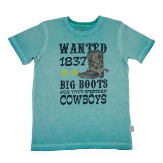 Kanz T-Shirt Cowboy Stiefel Summer Western aqua sky