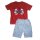 Girandola Shorty Schlafanzug kurz Pyjama rot hellblau