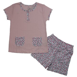 Cocuy Mädchen Shorty Schlafanzug kurz Blümchen rosa