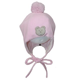Fiebig Wintermütze Fleecemütze Bommel Mütze Teddy (70230) rosa Gr. 46/47