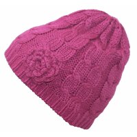 Fiebig Mädchen Mütze Strickmütze Blume lila