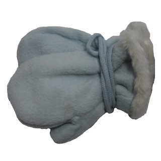 Fiebig Baby Fleecefäustel m Fell und Band Handschuhe hellblau