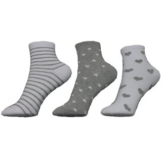 Ysabel Mora 3er Pack Mädchen Sneaker Strümpfe Socken (32187) weiß grau Gr. 29/31