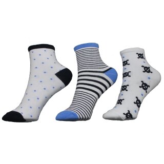Ysabel Mora 3er Pack Jungen Sneaker Strümpfe Socken weiß blau schwarz