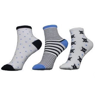 Ysabel Mora 3er Pack Jungen Sneaker Strümpfe Socken (42157) weiß blau schwarz Gr. 23/25