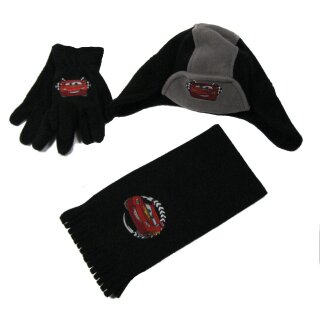 Disney cars 3tlg. Mütze Schal Handschuhe schwarz grau