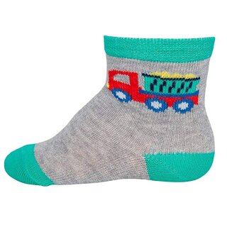Ewers Jungen Strümpfe Socken Söckchen Lastwagen grau meliert