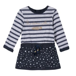 Kleid Langarm Streifen und Dreiecke 3 Pommes Mädchen marine grau