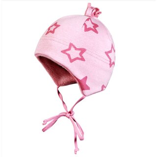 Fiebig Bindemütze Sterne, Mütze innen m Teddyfell rose