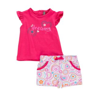 Losan Mädchen 2tlg Set T-Shirt Shorts Blumen fucsia