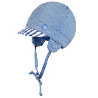 Fiebig Bindemütze Jungen Mütze mit Schirm jeansblau
