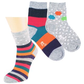 Riese Mädchen Strümpfe Socken 3er Pack grau bunt