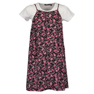 Blue Seven Mädchen Set Trägerkleid Kleid Rosen T-Shirt schwarz