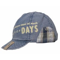 Maximo Basecap Mütze jeansblau kariert Wendemütze