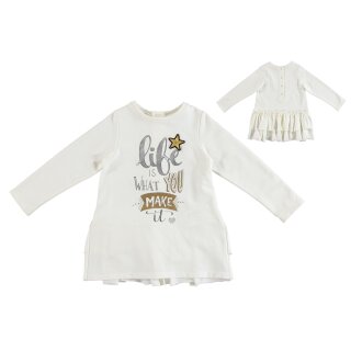 Sarabanda Mädchen Kleid Langarm Sweatkleid Rüschrockteil hinten beige