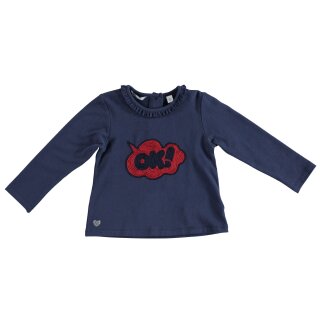 Sarabanda Mädchen Langarmshirt OK aus Pailletten Rüschkragen dunkelblau