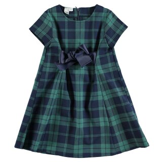 iDO Mädchen Kleid kariert große Schleife dunkelgrün