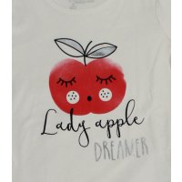 Losan Mädchen Schlafanzug lang Pyjama Apfel beige hellgrau