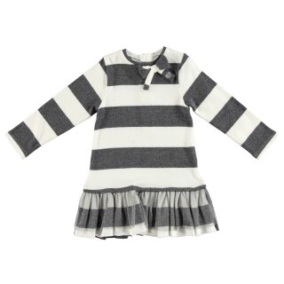 Sarabanda Mädchen Strickkleid Schleife Kleid Langarm gestreift grau beige