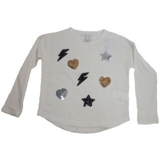 Losan Langarmshirt Pailletten Herz Stern Shirt crudo beige