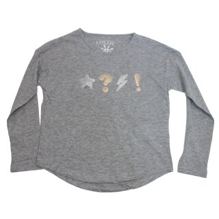 Losan Langarmshirt Pailletten Herz Stern Shirt gris medio vigore