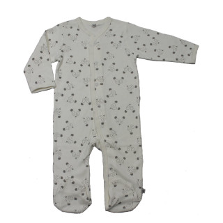 Pippi Babywear Jumpsuit Baby Strampelanzug Schlafanzug (1420) Gr. 56 beige Teddygesicht