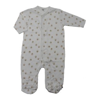 Pippi Babywear  Jumpsuit Baby Strampelanzug Schlafanzug (1420) Gr. 74 weiß Pfote