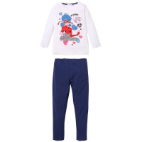Miraculous Ladybug Schlafanzug lang Pyjama weiß blau Gr. 104