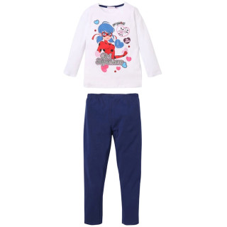 Miraculous Ladybug Schlafanzug lang Pyjama weiß blau Gr. 116