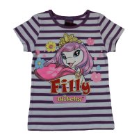 Filly Mädchen T-Shirt Pferd Gestreift Violett...