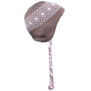 Döll Baby Wintermütze Strickmütze gefüttert Ohren verdeckend Mütze braun rosa