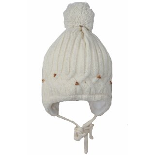 Maximo Baby Mädchen Mütze Strickmütze Bommelmütze Bindemütze (5575--171000) beige Gr. 47