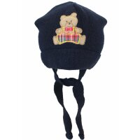 Baby Jungen Mütze marine Bär Bindemütze...