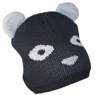 Fiebig Jungen Strickmütze Winter Mütze Bär Ohren schwarz
