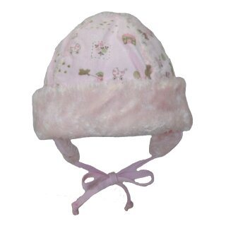 Fiebig Baby Wintermütze Bindemütze Mütze Fellrand rosa Gr. 45