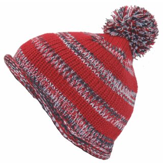 Fiebig Bommelmütze Mütze rot Streifen gemauschelt Gr. 49/51