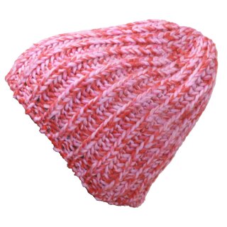 Fiebig Strickmütze Mütze rot rosa gemauschelt Gr. 49/51