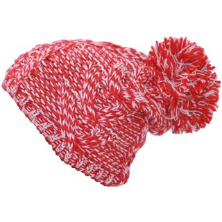 Fiebig Bommelmütze Mütze rot weiß Gr. 51/53