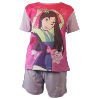 Kurzer Schlafanzug Sommer Shorty Mädchen Disney Princess Mulan Violett Gr. 110 (4/5)