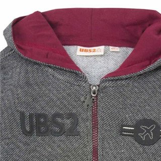 UBS2 Jungen Kapuzenjacke Sweatjacke Jacke schwarz meliert angeraut
